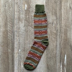 Arbon Fairisle Wool-Mix Socks - Orange and Rose Stripe